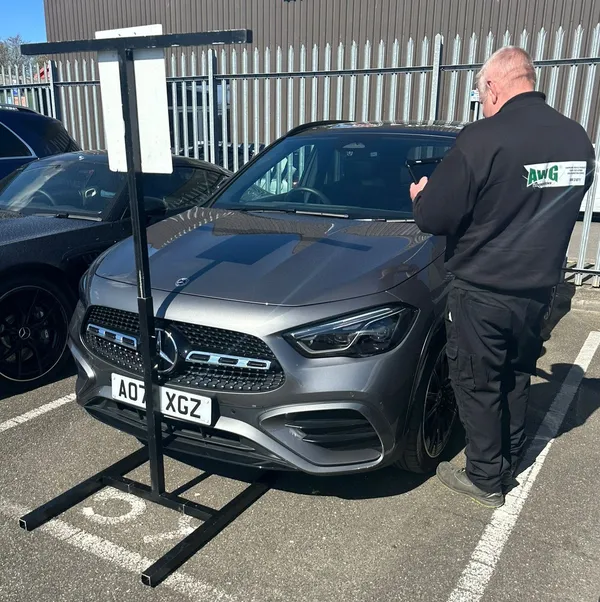 AWG Windscreens technician performing ADAS camera calibration