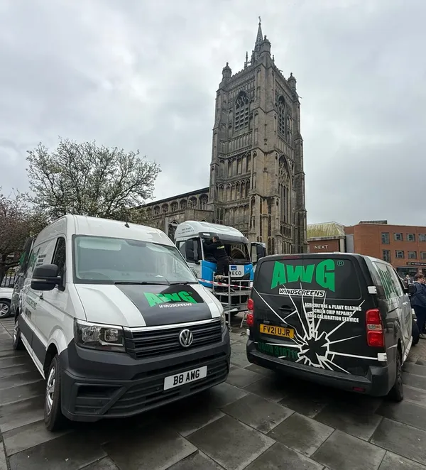 AWG Windscreens service vans in Norwich city centre